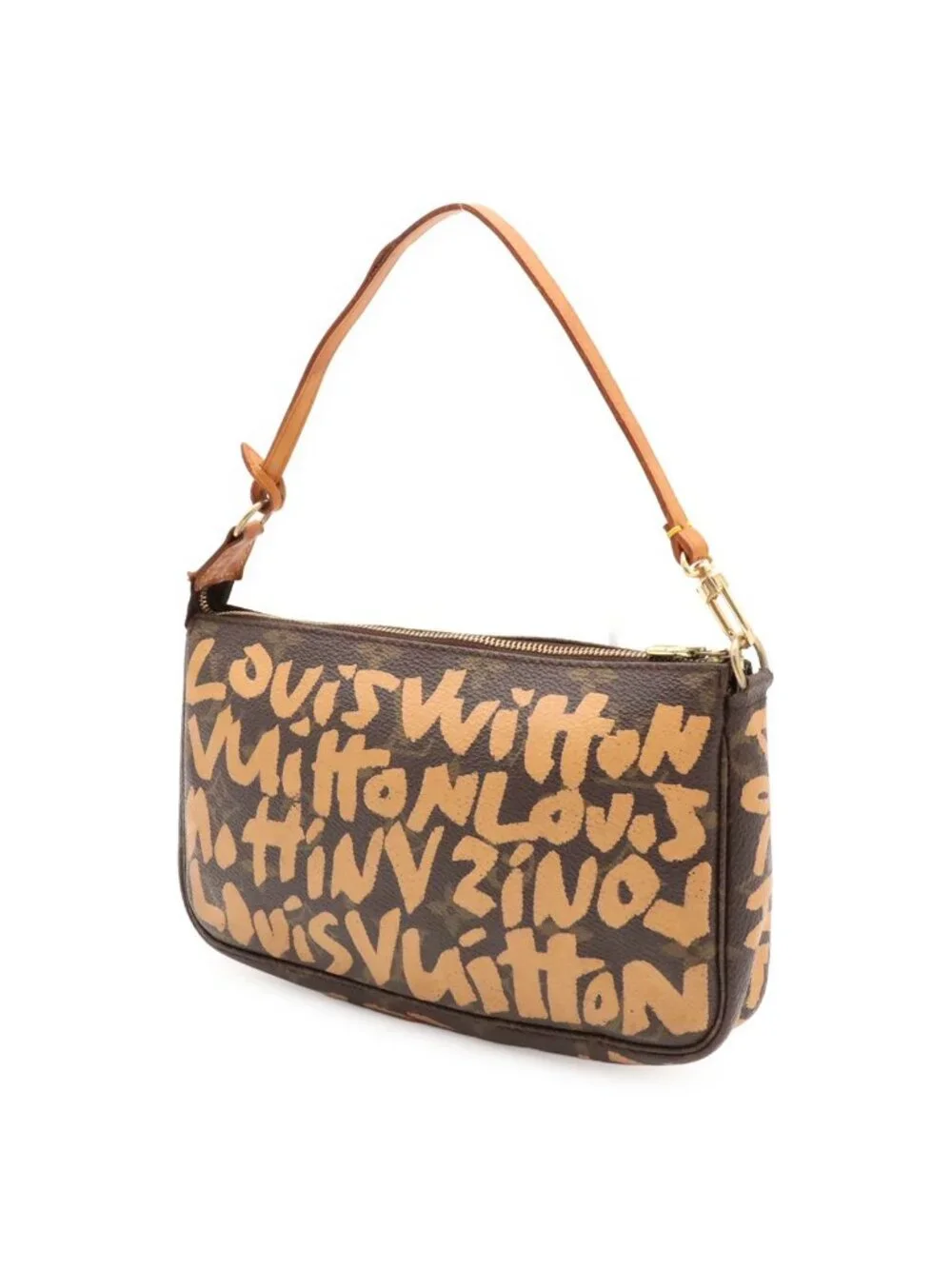 Louis Vuitton Monogram Graffiti Pochette Accessoires Pouch Handbag Peach